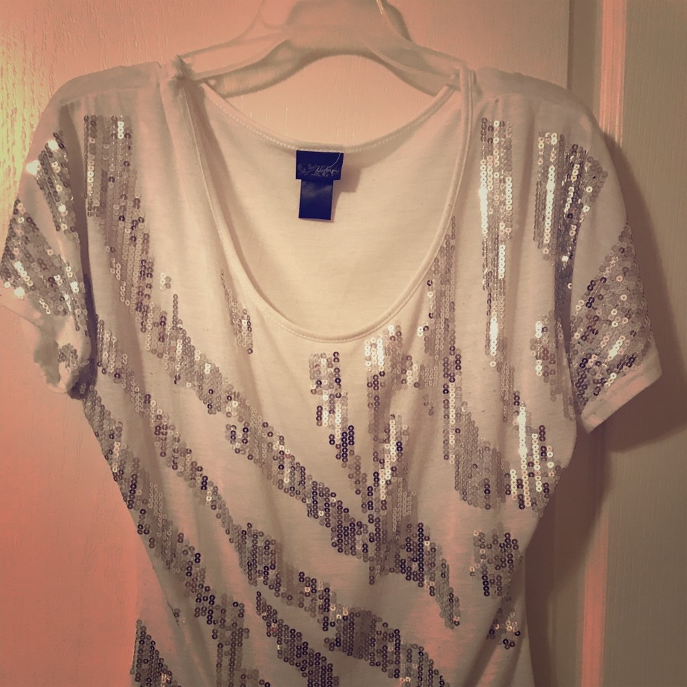 Silver sequined embellished top